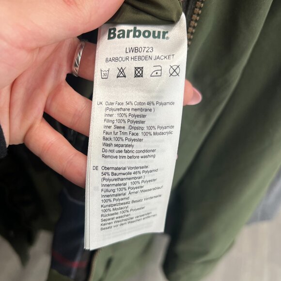 $320 Barbour Army Green Nylon Hebden Waterproof Meadow Jacket size 6/FR 38 - Picture 12 of 13